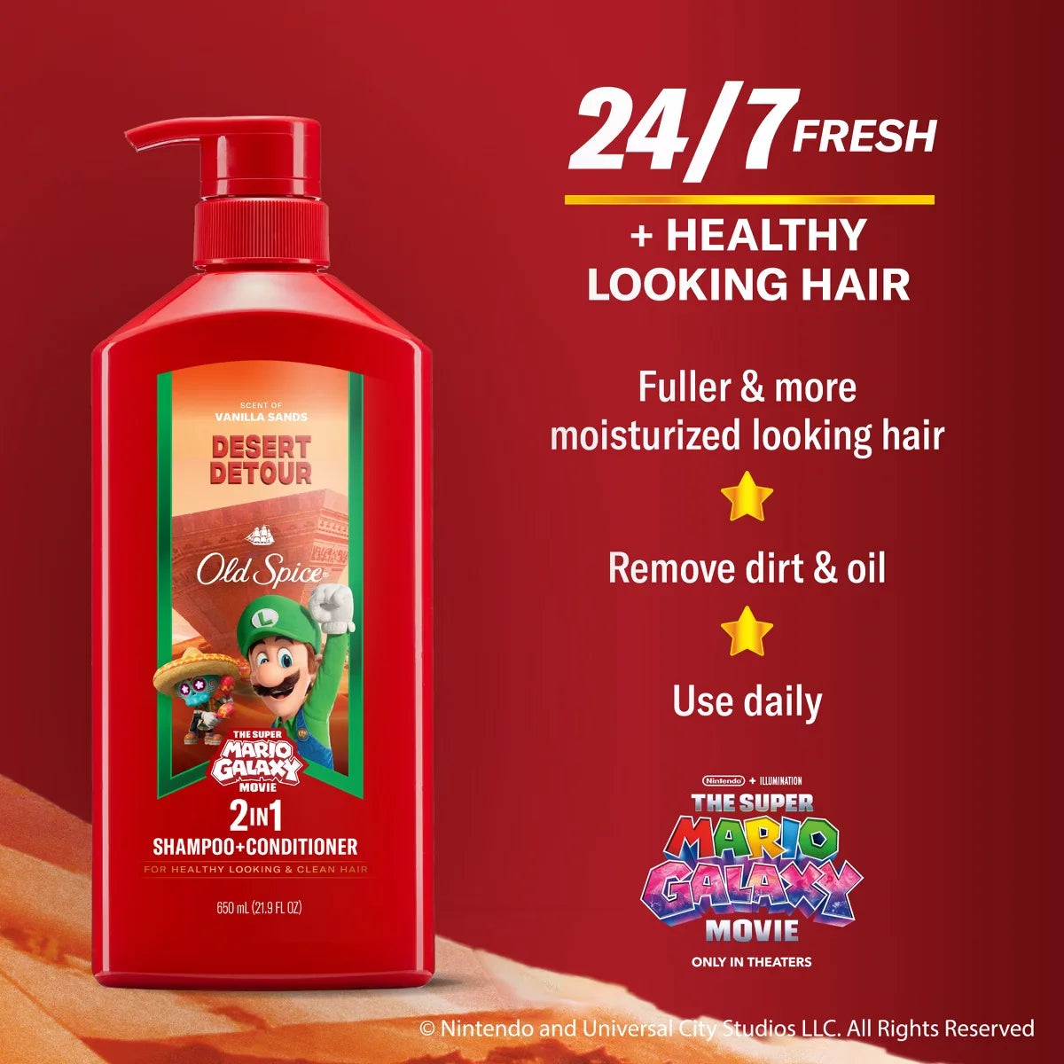 Old Spice Super Mario Desert Detour 2-in-1 Shampoo and Conditioner - 21.9 fl oz
