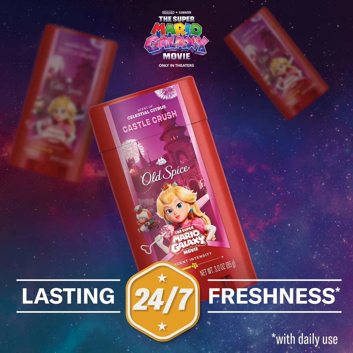 Old Spice x The Super Mario Galaxy Men’s 24/7 Lasting Freshness Aluminum-Free Deodorant - Castle Crush - 3oz